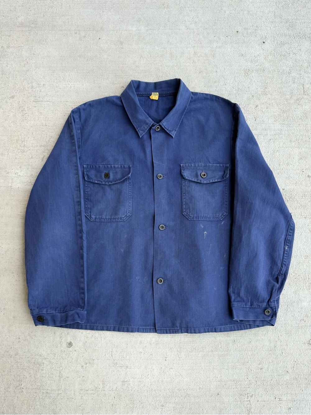 Vintage 70s 80s French HBT Overshirt Chore Jacket Large Herringbone